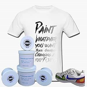 Color Changing Thermochromic Fabric Paint Body Heat Sensitive DIY Color Changing T-Shirts & Shoes Black-Colorless at 100F (38C)