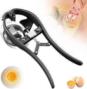 2 in 1 Multifunctional Egg Opener, Separator & Cracker - Easy Eggshell Tool for Raw Eggs - Black