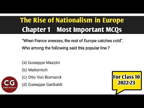 The Rise of Nationalism in Europe (Class 10) Important MCQs for Board exam