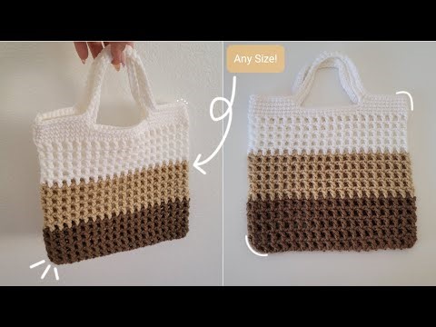 How to Crochet a MESH TOTE BAG - Any Size! - Repeat Pattern - Crochet Bag