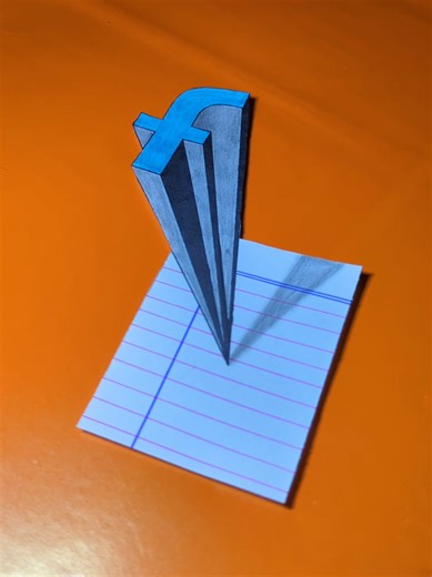 easy 3D Facebook logo drawing #3d #illusion #drawing