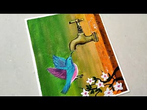 How to Draw Save Water Save Nature Drawing/ Nature Scenery Drawing/Go green Painting/The Last Drop