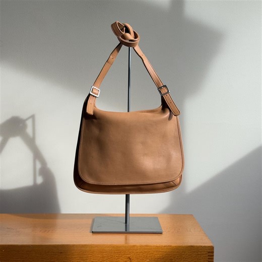 Vintage 90s Coach Bag No. 9134 Large Tan Leather Hippie Flap Saddle Crossbody Shoulder Bag - Etsy