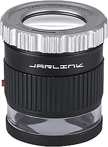 JARLINK 30X Jewelers Loupe, Adjustable Focal Length Magnifier with 3 LED Light for Gems, Jewelry, Coins, Stamps, etc (Black)