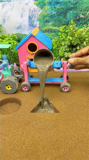 🤯 Can This Tiny Tractor Build a Cement Pillar? Watch Now! #shorts