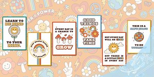 Retro Positive Mental Health Inspirational Posters Pack