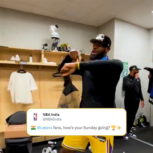👑 LeBron's Vegas victory dance got us vibin' here in 🇮🇳 too! 😁✨ Los Angeles Lakers fans, drop those celebratory emojis below 👇🥳 #InSeasonTournament #ISTinIST #LeBronJames #LakeShow #Lakers | NBA