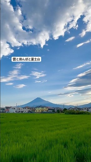 雲と田んぼと富士山、久しぶりに富士山が綺麗に見えた日。富士市田子の浦。