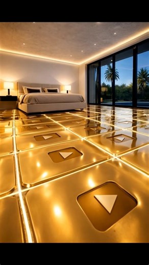 YouTube Golden Play Button Floor Transformation |Luxury Bedroom Reveal| #epoxy #floor #home