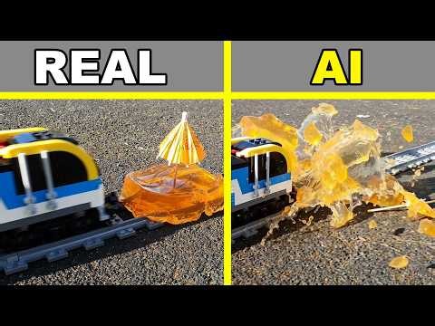 LEGO Train vs Sweets: REAL vs AI