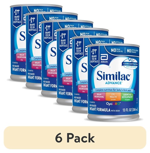 (6 pack) Similac Advance Concentrated Liquid Baby Formula With Iron, Has DHA & Lutein, 13-fl-oz Can
