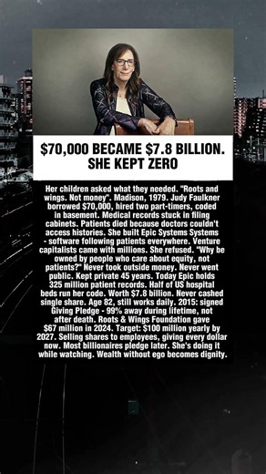 $70,000 BECAME $7.8 BILLION.SHE KEPT ZERO. Judy Faulkner #hollywood #story