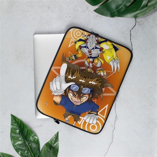 90s Anime Hero Laptop Sleeve • Hand-drawn Iconic Leader Art • Monster Fighter Duo • Laptop Case - Etsy