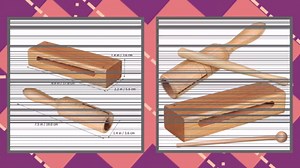 Mikinona 2 Sets orff instrument music lummi sticks percussion instruments wood block with mallet wood percussion blocks handheld wood blocks macaras major depth sounder wooden