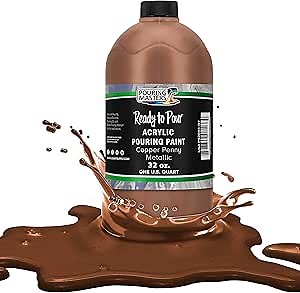 Pouring Masters Copper Penny Metallic Ready to Pour Acrylic Pouring Paint - Premium 32-Ounce Pre-Mixed Fluid Acrylic Paint - Fluid Art Supplies for Canvas, Wood, Paper, Tile & Rocks