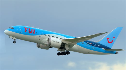 Big passenger jets powerfully taking off