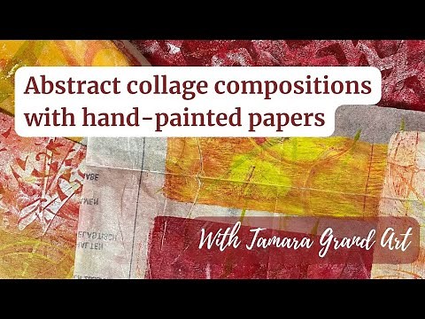 Abstract Collage Composition with Hand-painted Papers