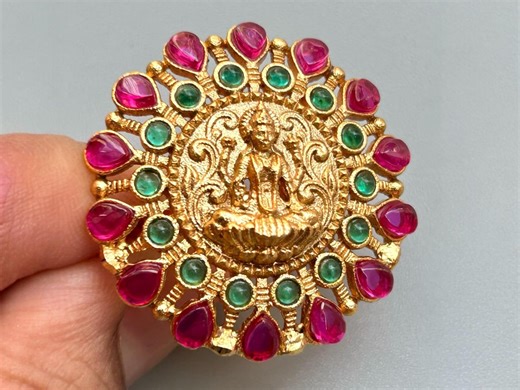 Temple Jewelry Ring Gold Ruby Adjustable Indian Finger Ring South Jewelry - Etsy