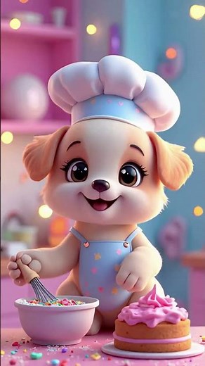 Cute Puppy Makes Birthday Cake 🐶🎂— Wishes Happy Birthday 🎉 Adorable AI Puppy