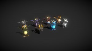 Cartoon Chromatic Dragons Animated 3D Model - Buy Royalty Free 3D model by 3DDisco