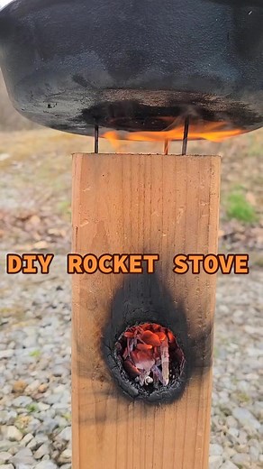 DIY rocket stove for cooking 🔥🍳 #foryou #fyp #rocketstove #outdoors #outdoorcooking #camping #diyproject #diy #lifehack #fire