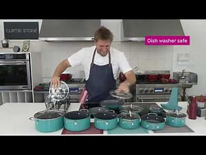 Curtis Stone 17piece DuraPan Nonstick Nesting Cookware S...