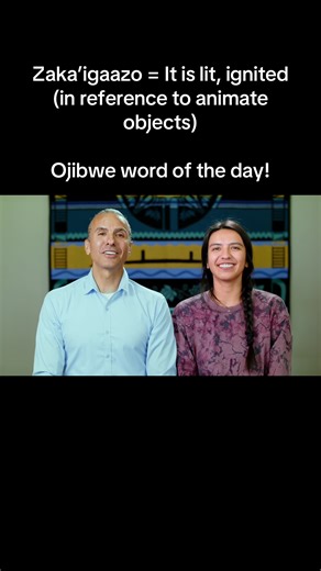 Zaka’igaazo = It is lit, ignited (in reference to animate objects) Ojibwe word of the day! Learning languages is fun and honors our ancestors and future generations. Follow #Ojibwe WOD: https://www.youtube.com/@anton.treuer Miigwech (thank you)! #lit #light #fire #ignite