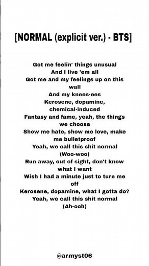 bts - normal (explicit ver.) lyrics