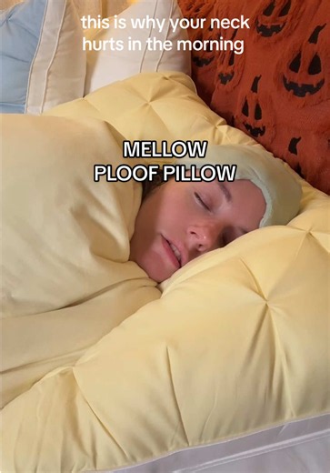 my chiropractor told me to switch to a cervical pillow, but every one Ive tried is super boxy and uncomfortable. This pillow gives you that same support but it’s so soft and it has two sides. One side is firm the other side is soft and cooling. Literally feels like you’re sleeping on a marshmallow cloud. ☁️ mellow sleep ploof pillow #ploofpillow #tiktokshopstockup #mellowsleep #neckpainrelief #neckpain @Mellow Sleep