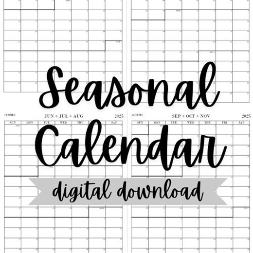2026 SEASONAL CALENDAR PRINTABLE | Minimalist | Sunday or Monday Start | Digital Download - Etsy