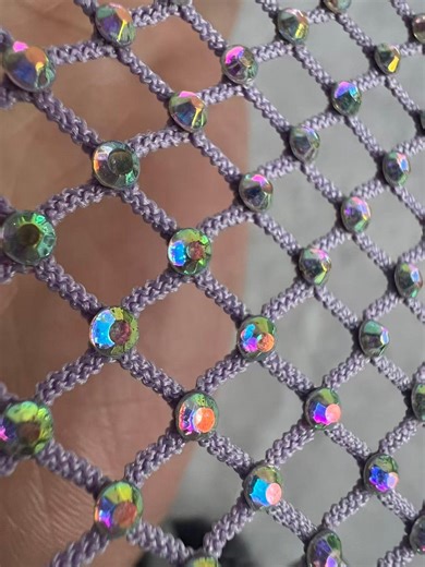 Iridescent Rhinestone Mesh Fabric, Lavender Crochet Netting With AB Crystals for Festival Wear & Couture - Etsy