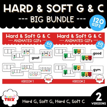 Hard & Soft G and C Animated GIFs BUNDLE | Phonics Science of Reading Aligned
