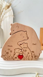 Perfect for teaching little ones about family bonds through playful learning 👶📚 #macorner #woodenpuzzle #bearfamily #familygift | Macorner Home Decor