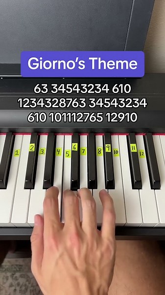 Giorno's Theme Easy Piano Tutorial #piano #jojo #tutorial