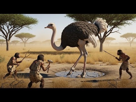 Life 3.2 Million Years Ago: The Giant Ostrich Ancestor Encounters Homo Habilis