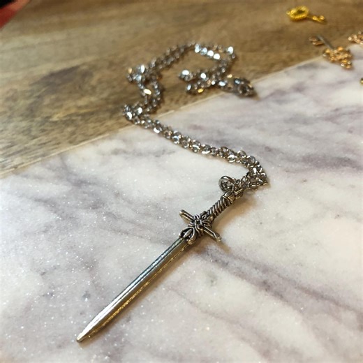 Silver Short Sword Pendant Necklace – Dainty 18 Inch Chain - Etsy