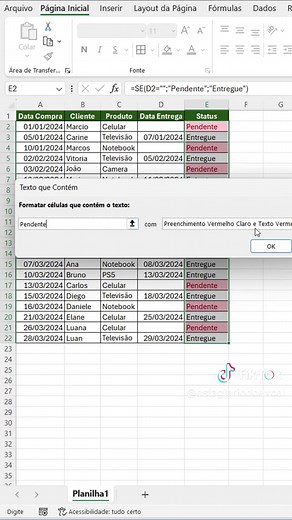 Controle de Entregas Automático com Função SE no Excel