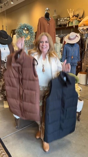 New long length vests at the shop! Keeping you warm and fashionable. | Blue Fringe Boutique