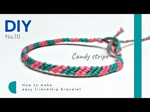 Candy stripe friendship bracelet 2 colors easy tutorial for beginners