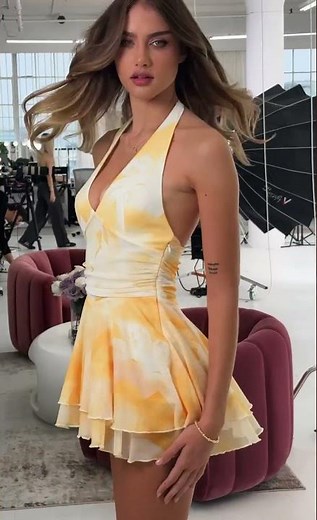 Sunshine Mood: Mesh Floral Halter Romper in Yellow 🌼☀️