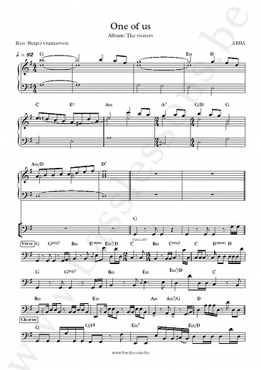 ABBA - One of us | Bass Transcription | Rutger Gunnarsson