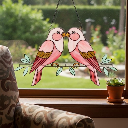 Geometric Birds Stained Glass Pattern, Modern Suncatcher (digital Download) - Etsy