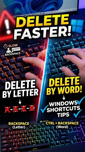 Keyboard Shortcuts To Delete Text By Letter And By Word On Windows #techtips #windows #keyboard