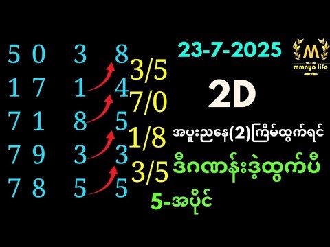 23-7-2025 2d,အပူးည​နေ2ကြိမ်ထွက်ရင်ဒီဂဏန်းဒဲ့ထွက်ပီ,mmnyo life 2d free#2d #games #entertainment