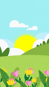 Motion graphic of drawn beautiful spring landscape background Free Stock Video Footage