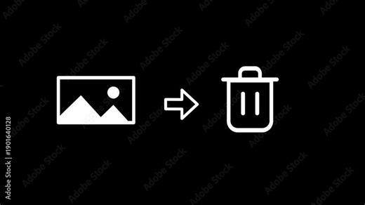 A landscape image icon directs to a trash bin representing the removal of unwanted visual files or the process of cleaning up a photo gallery to save storage space on a mobile device or PC