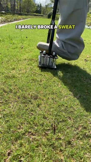 No more fighting with hard, dry soil. Our spring-loaded spikes drive deep with every step—letting air, water, and nutrients reach your grass roots. Just step, press, and aerate—no cords, no gas, no hassle. | Greentools