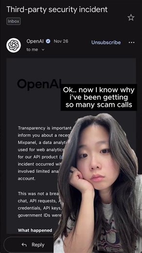 OpenAI just sent me this email - third party security incident 😳