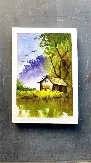Watercolor Nature Painting Step by Step #ytshorts