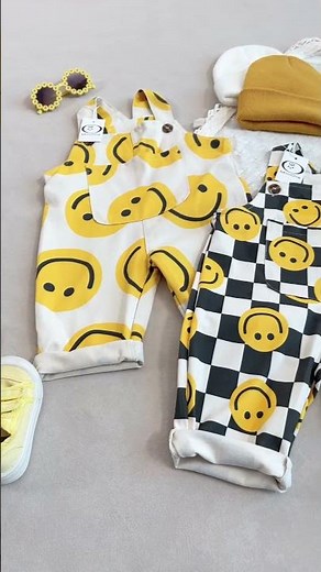 Spread the Smiles! 😊 Trendy Smiley Face Overalls for Babies